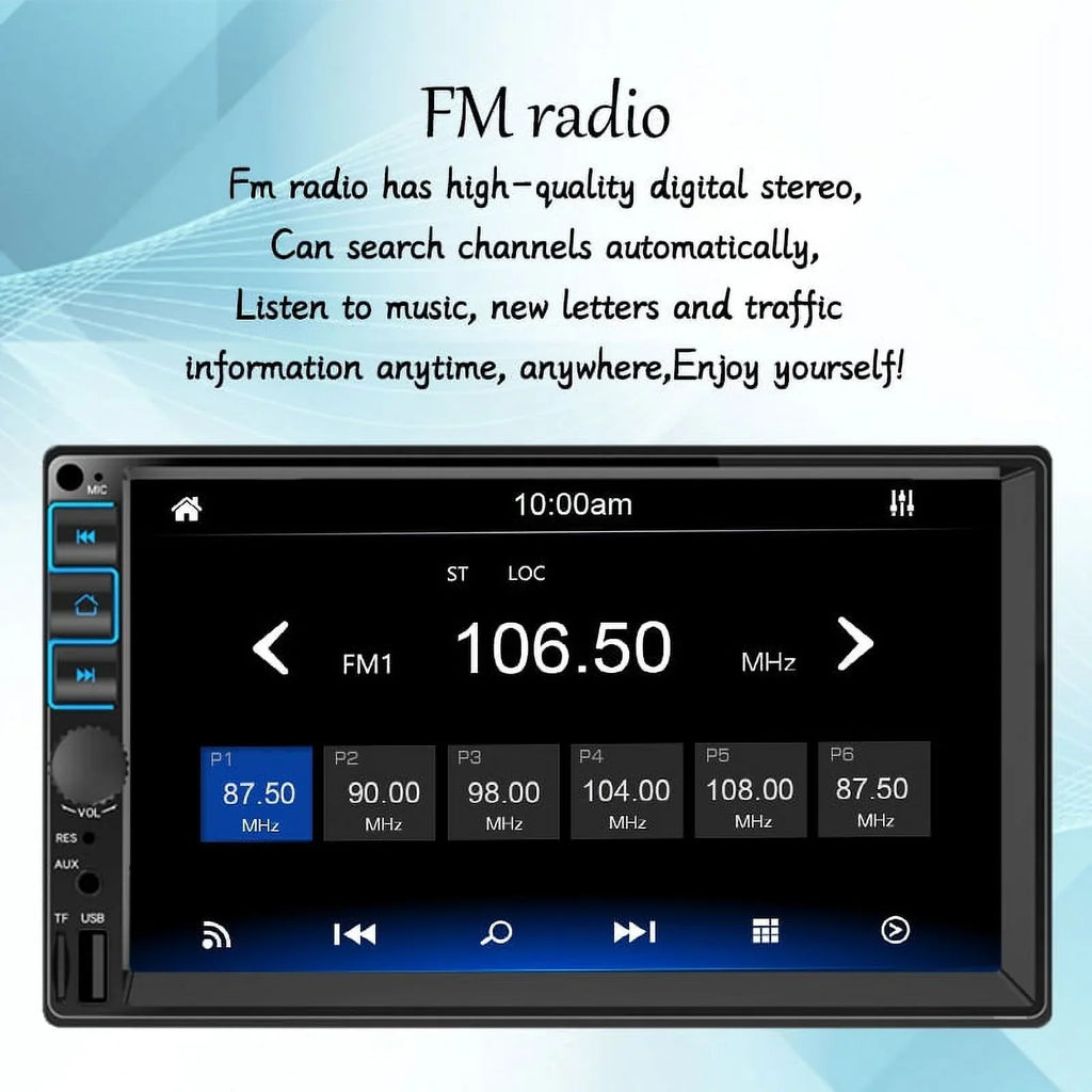 Car Radio 7'' 2 Din Stereo Receiver Bluetooth, Microphone, Mirror Link, Display, GPS, Touch Screen Support  Carplay , Android Auto