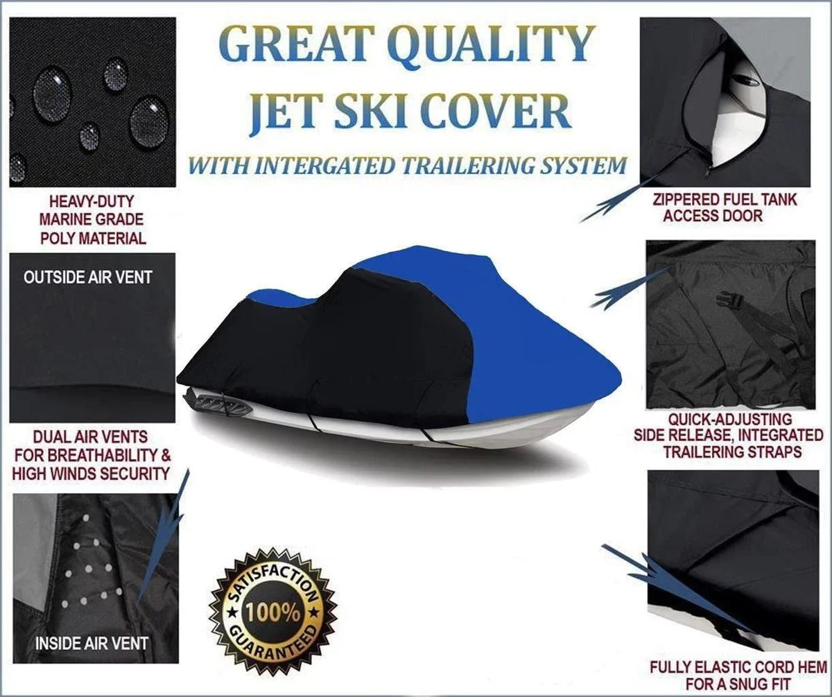 Black/Blue Heavy-Duty protector appropriate for Sea Doo Sea-Doo GTX Wake 155 2011 2012 2013 2014 2015 2016 2017 2018 Jet Ski wrap PWC protector New